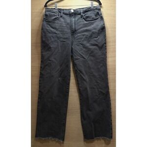 FRAME Women's Le Jane Crop Black Denim Jeans Size 30 Raw Hem